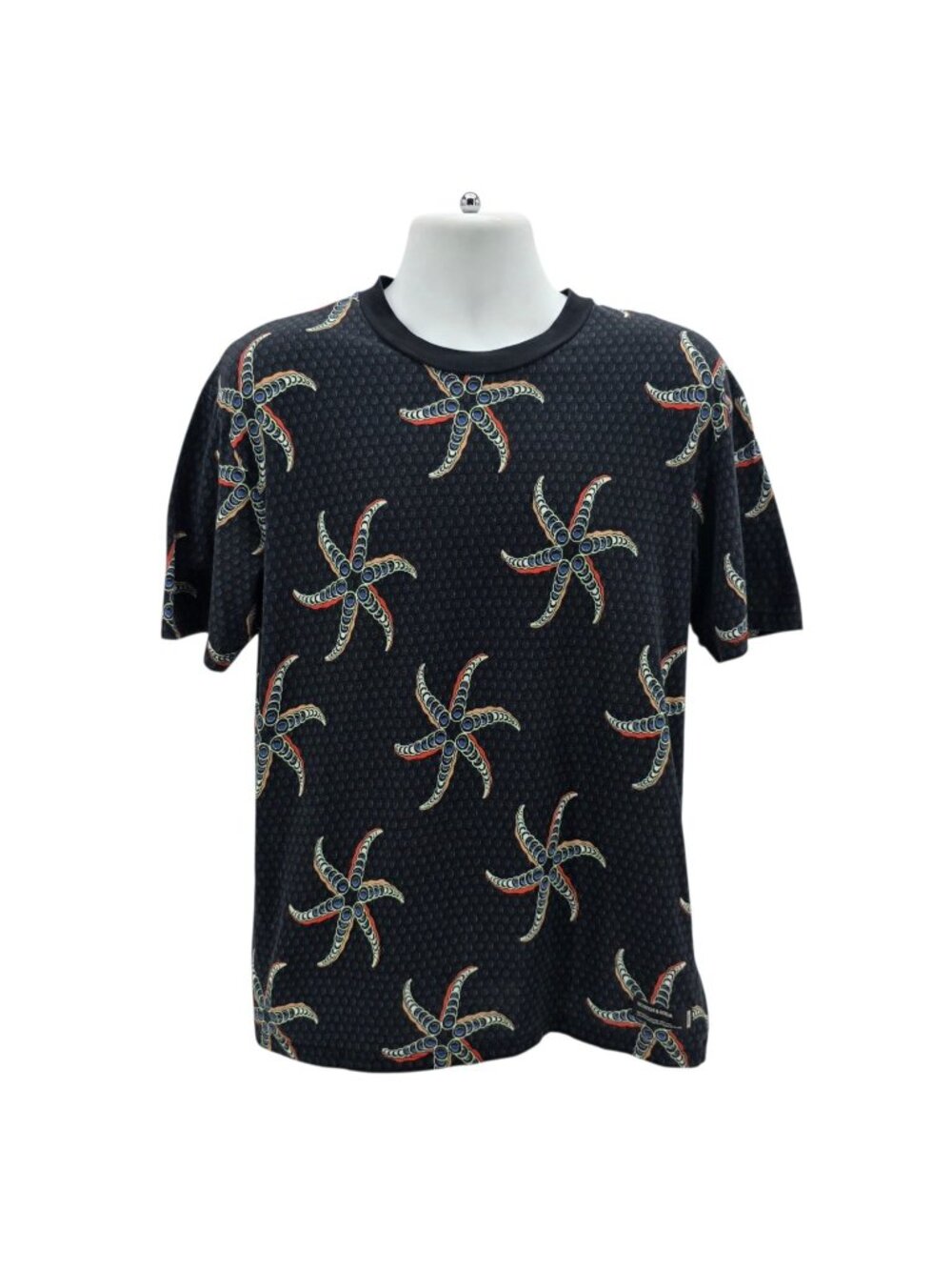 Scotch & Soda Mens Medium Shirt Printed Seaside Tee Starfish Black Multicolor